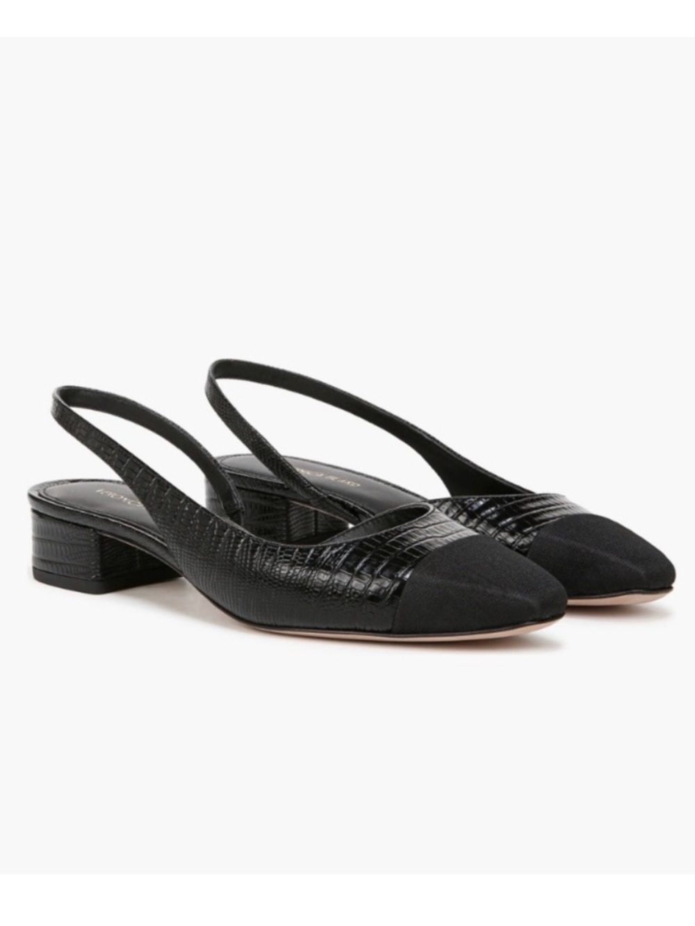 Veronica Beard Cecile Half d'Orsay Slingback Flat Black New Embossed Leather 9